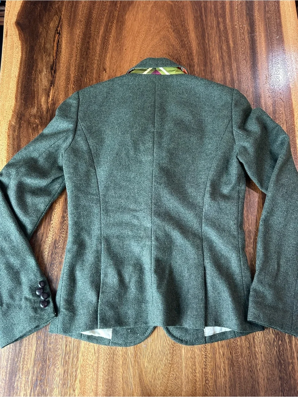 Vtg Y2K J.Crew Robert Noble 100% Scottish Wool Green Herringbone Blazer Sz T4